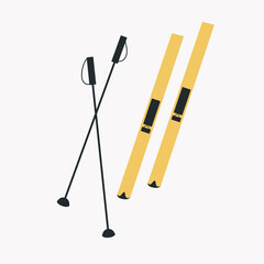 Cross-country skis and ski poles