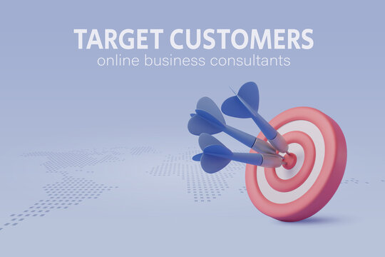 Blue dart hit on center of target, the success business target customer online marketing consultants. EPS 10 vector.