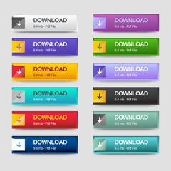 Set of Download icons button design. Colorful download button pack for website, ads, UI, and project. vector EPS 10