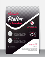 Restaurant food flyer, Brochure, Leaflet design template, A4 modern Vector Flyer and Mock up Template layout of poster, flyer, brochure and banner report