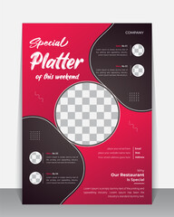 Restaurant food flyer, Brochure, Leaflet design template, A4 modern Vector Flyer and Mock up Template layout of poster, flyer, brochure and banner report