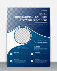 Professional Travel flyer, Brochure, Leaflet design template, A4 modern Vector Flyer and Mock up Template layout of poster, flyer, brochure and banner report