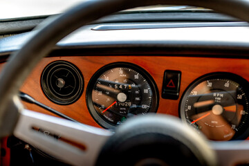 Vintage Sports Car 1970 Triumph GT6+ Dashboard - obrazy, fototapety, plakaty