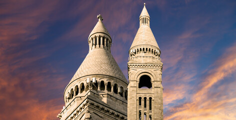 Basilica of the Sacred Heart of Paris, commonly known as Sacre-Coeur Basilica, located in the...