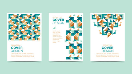 Modern futuristic colorful geometric covers set