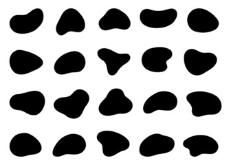 Fototapeta premium Incorrect drop shape. Abstract elements in fluid detection in design. Black abstract spot on a white background.