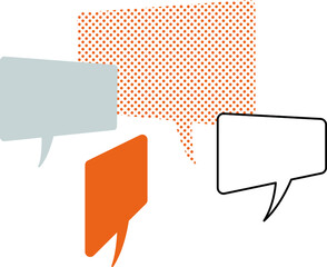 複数のシンプルな吹き出しのイラスト　シンプルタッチ