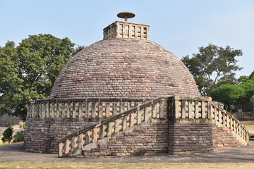Stupa No. 3 and located near the Great Stupa and has a crown on the hemispherical dome which has...