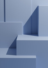 Minimal Light Pastel Baby Blue Background 3D Studio Mockup Scene with Podiums and Levels for Product Display and Presentation