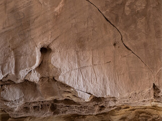 Rock  carvings from the time of the Egyptian kingdom carved into the stone rock in Timna National Park near Eilat, southern Israel.