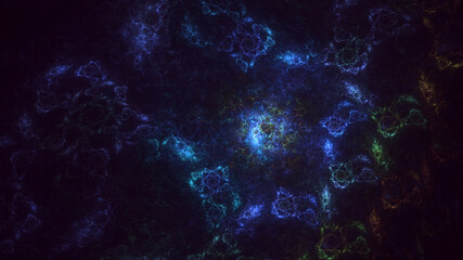 3D rendering abstract multicolor fractal light background
