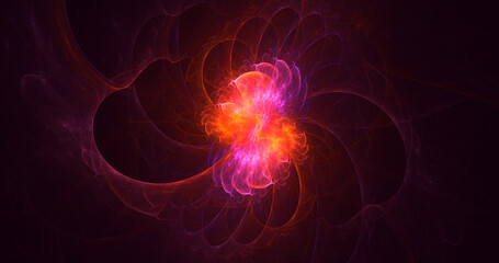 3D rendering abstract multicolor fractal light background