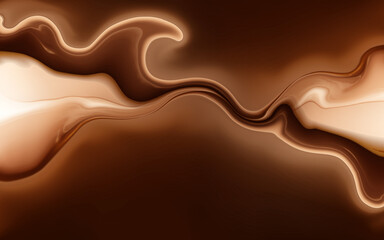 Chocolate fluid splash texture. Cocoa or coffee cream delicious food background. Tasty yogurt cream dessert.