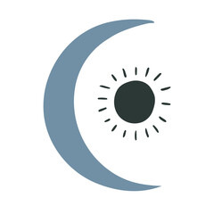 Moon with sun vector illustration in bohemian design