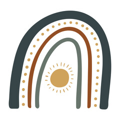 Arch shape with sun vector illustration in bohemian design