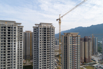Fototapeta na wymiar Aerial view of apartment construction site in China