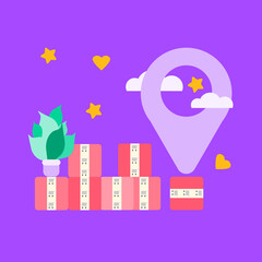 Order Tracking concept. Vector illustration flat design style. Boxes, location icon, delivery service 