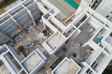 Aerial view of apartment construction site in China