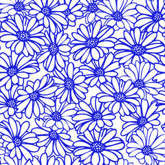 seamless pattern with daisy  flowers