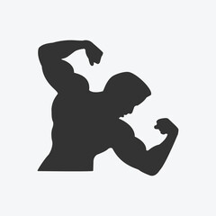 Body builder power strength gym fitness club icon isolated flat design.
