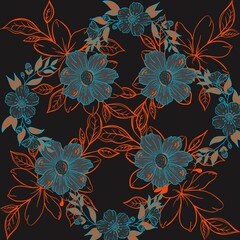 Fototapeta premium Floral ornament seamless background. Fashionable model wallpaper or textile use