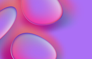 Trendy Violet Neumorphism style liquid plastic interface background. Soft, clear and simple futuristic Neo Morphism shape elements design. Free copy space for text. Colorful gradient.