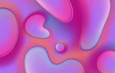 Trendy Violet Neumorphism style liquid plastic interface background. Soft, clear and simple futuristic Neo Morphism shape elements design. Colorful gradient.