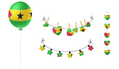 Obraz premium Festival set in colors of national flag. Clip art on white background. Sao Tome