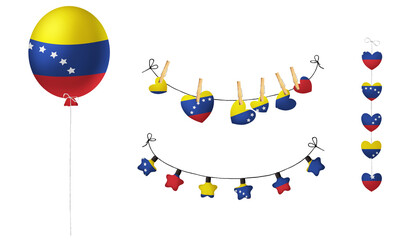 Festival set in colors of national flag. Clip art on white background. Venezuela