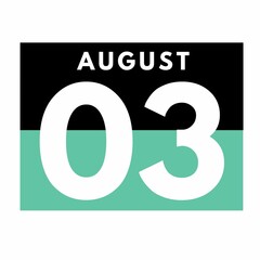 August 3 . Flat daily calendar icon .date ,day, month .calendar for the month of August