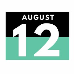 August 12 . Flat daily calendar icon .date ,day, month .calendar for the month of August