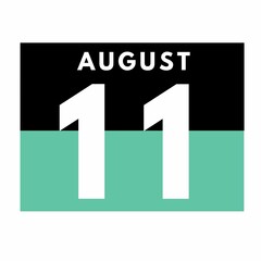 August 11 . Flat daily calendar icon .date ,day, month .calendar for the month of August