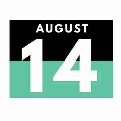 August 14 . Flat daily calendar icon .date ,day, month .calendar for the month of August