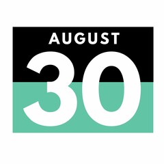 August 30 . Flat daily calendar icon .date ,day, month .calendar for the month of August