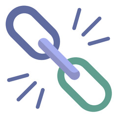 Vector link flat icon, link and connection 64x64 Pixel, white background