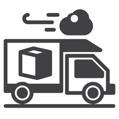 Vector car delivery solid icon, delivery and transportation 64x64 Pixel, white background