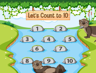 Forest scene with Let's count to 10 game template
