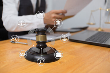 Lawyers having  Concepts of  Legal services at the law office