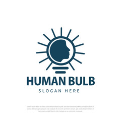 Creative logo Smart lamp icon human silhouette vector human head light bulb concept