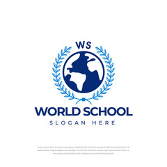 Creative circle design education world logo, symbol, rice icon, globe. design template