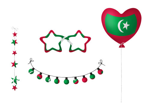 Festival clip art in colors of national flag on white background. Maldive - Powered by Adobe