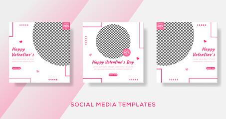  Editable Post Template Social Media Banners for  valentines cake menu. Vector illustration