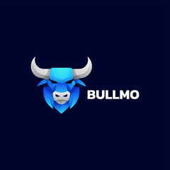 Vector Logo Illustration Bull Gradient Colorful Style.