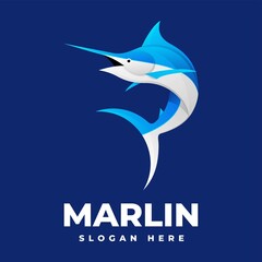 Obraz premium Vector Logo Illustration Marlin Gradient Colorful Style.