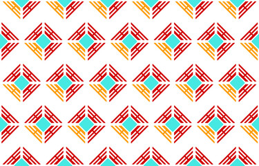 Geometric ethnic pattern seamless flower color orange black. seamless pattern. Design for fabric, curtain, background, carpet, wallpaper, clothing, wrapping, Batik, fabric,Vector illustration