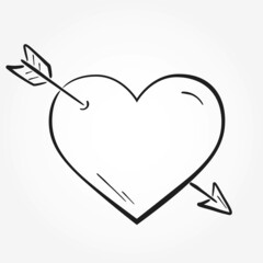 heart with arrow. hand drawn valentines and love symbol. vector element for valentine's day design