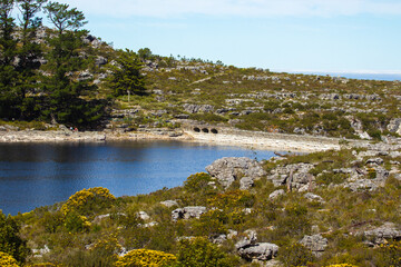 Fototapeta premium Hely-Hutchinson Reservoir on Table Mountain in Cape Town