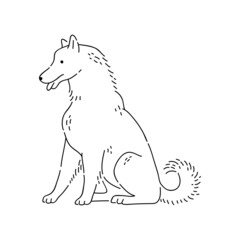 Dog vector doodle animal of Eastern astrological calendar black outline on white background.