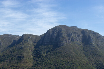 Fototapeta na wymiar Lookout to some mountains seen from Table Mountain in the Western Cape of South Africa