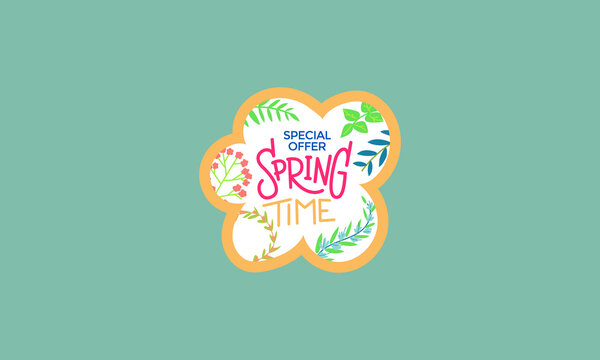 Happy Spring Day Badge Vector Illustration Design